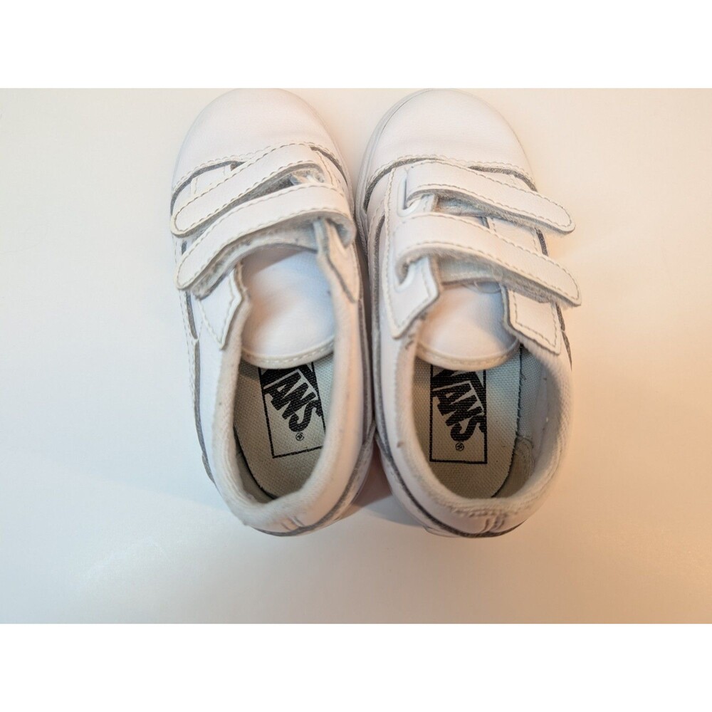 White Unisex Old Skool Classic Low Top Sneakers Toddler Size 8.5 - Picture 7 of 9
